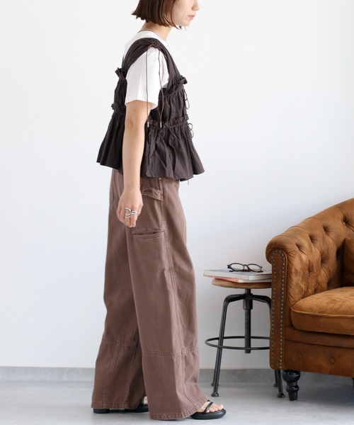 cepo（セポ）の「チェックフリルシャーリングベスト（ベスト・レディース・ブラウン系/ブラック系/ブルー系/ホワイト系・M）」の20枚目の写真