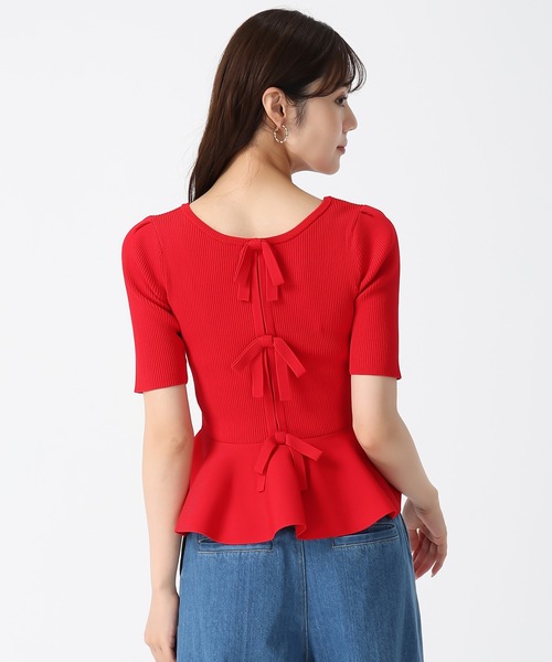 31 Sons de mode（トランテアン　ソン　ドゥ　モード）の「2025秋冬新作 2WAYペプラムリボンニット（ニット/セーター・レディース・ホワイト/ブラック/レッド・ﾌﾘ-）」の5枚目の写真