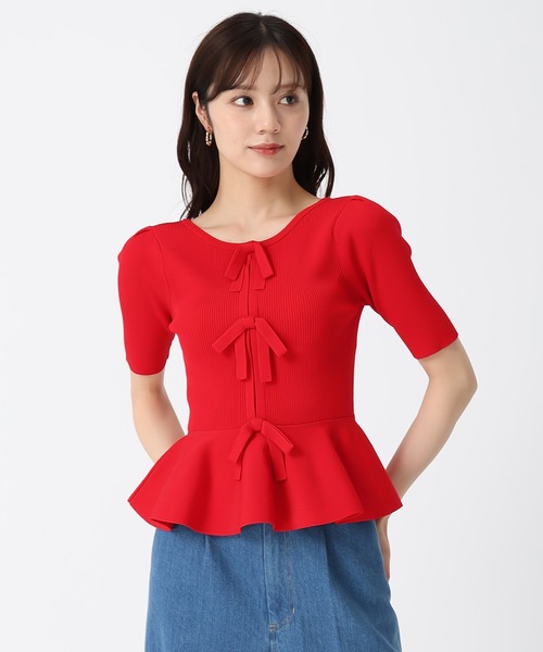 31 Sons de mode（トランテアン　ソン　ドゥ　モード）の「2025秋冬新作 2WAYペプラムリボンニット（ニット/セーター・レディース・ホワイト/ブラック/レッド・ﾌﾘ-）」の17枚目の写真