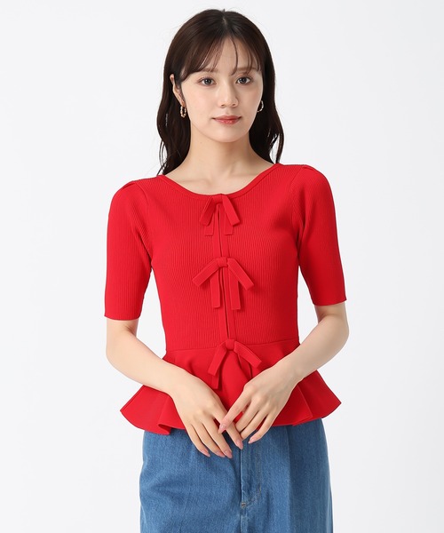 31 Sons de mode（トランテアン　ソン　ドゥ　モード）の「2025秋冬新作 2WAYペプラムリボンニット（ニット/セーター・レディース・ホワイト/ブラック/レッド・ﾌﾘ-）」の18枚目の写真