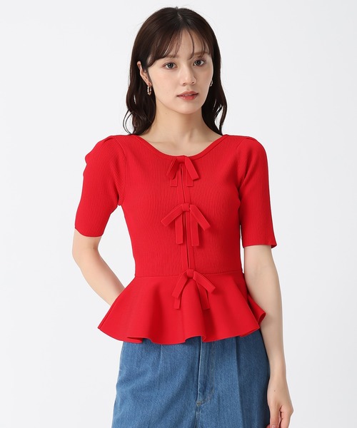 31 Sons de mode（トランテアン　ソン　ドゥ　モード）の「2025秋冬新作 2WAYペプラムリボンニット（ニット/セーター・レディース・ホワイト/ブラック/レッド・ﾌﾘ-）」の19枚目の写真