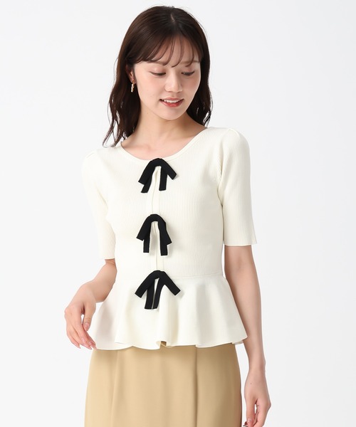 31 Sons de mode（トランテアン　ソン　ドゥ　モード）の「2025秋冬新作 2WAYペプラムリボンニット（ニット/セーター・レディース・ホワイト/ブラック/レッド・ﾌﾘ-）」の22枚目の写真