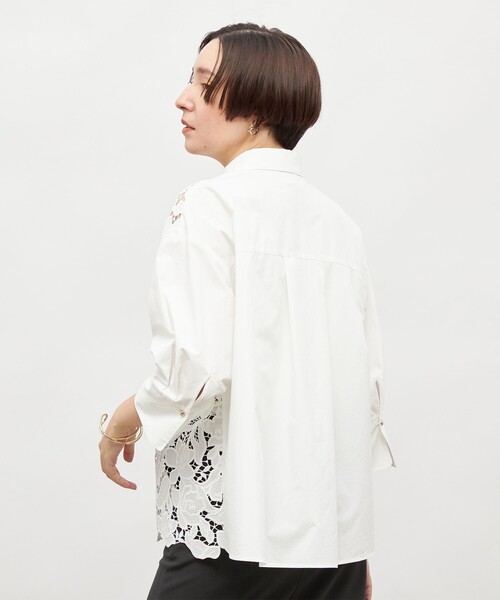 NOLLEY’S Sophi（ノーリーズソフィ）の「レース×ポプリンシャツ（シャツ/ブラウス・レディース・ブラック/ホワイト・38）」の10枚目の写真