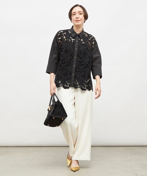 NOLLEY’S Sophi（ノーリーズソフィ）の「レース×ポプリンシャツ（シャツ/ブラウス・レディース・ブラック/ホワイト・38）」の12枚目の写真