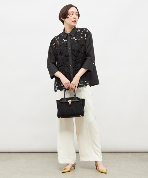 NOLLEY’S Sophi（ノーリーズソフィ）の「レース×ポプリンシャツ（シャツ/ブラウス・レディース・ブラック/ホワイト・38）」の13枚目の写真