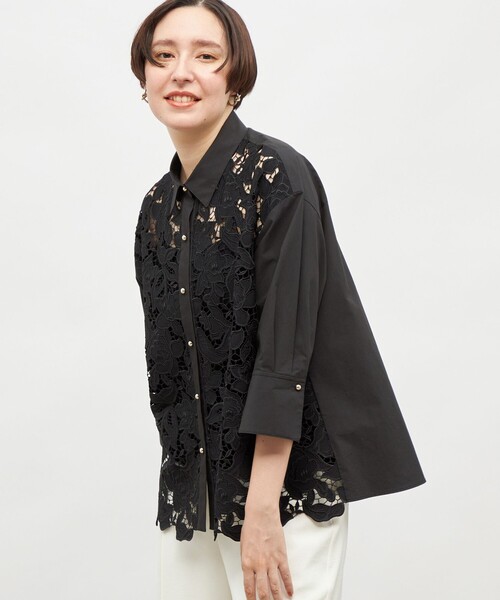 NOLLEY’S Sophi（ノーリーズソフィ）の「レース×ポプリンシャツ（シャツ/ブラウス・レディース・ブラック/ホワイト・38）」の15枚目の写真