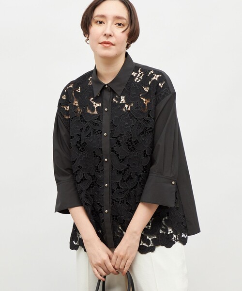 NOLLEY’S Sophi（ノーリーズソフィ）の「レース×ポプリンシャツ（シャツ/ブラウス・レディース・ブラック/ホワイト・38）」の17枚目の写真