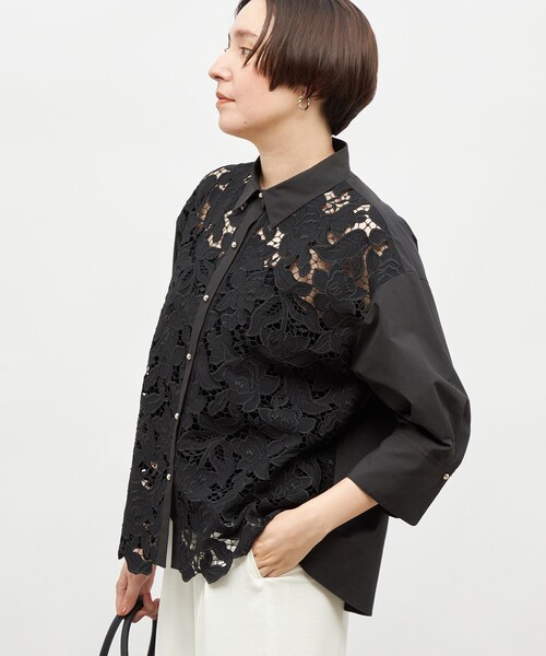 NOLLEY’S Sophi（ノーリーズソフィ）の「レース×ポプリンシャツ（シャツ/ブラウス・レディース・ブラック/ホワイト・38）」の18枚目の写真