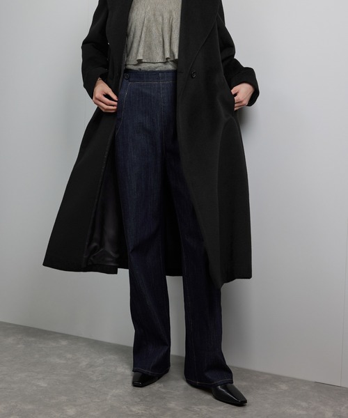 ROPE'(ロペ)の「プレミアムカシミヤ ショールカラーコート【25AW】(ステンカラーコート・レディース・キャメル/ブラック・36/38)」の5枚目の写真