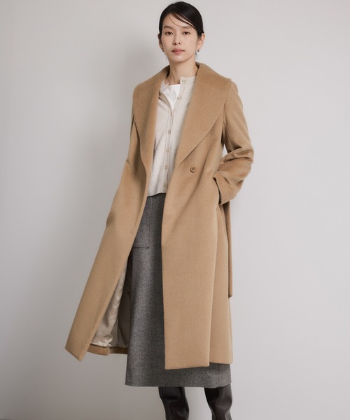 カシミヤ ショールカラーコート ベージュ cashmere ポンチョ アウター プレミアムカシミヤ ショールカラーコート【25AW】(ステン