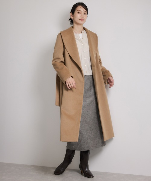 ROPE'(ロペ)の「プレミアムカシミヤ ショールカラーコート【25AW】(ステンカラーコート・レディース・キャメル/ブラック・36/38)」の21枚目の写真
