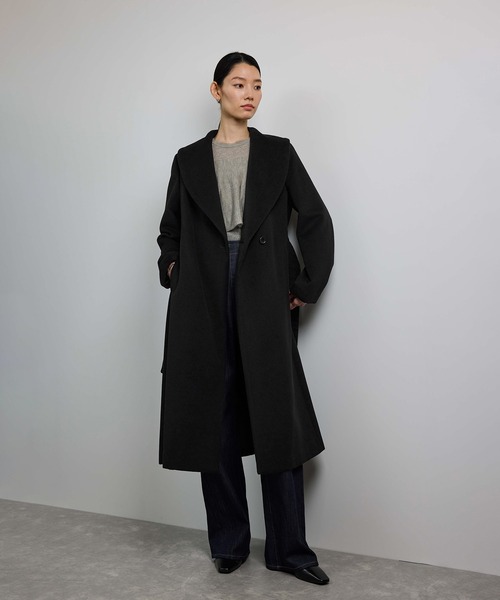 ROPE ロペ 定番 上質 カシミヤ コート 黒 ベルト付き ROPÉ(ロペ) / プレミアムカシミヤ ロングコート (ジャケット
