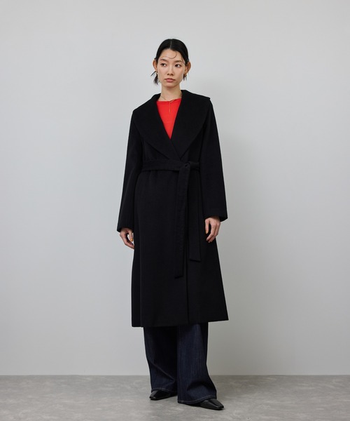 美品 クリーニング済 ROPE ロペ カシミヤ 毛 コート アウター 黒 ROPE'｜プレミアムカシミヤ ショールカラーコート【25AW