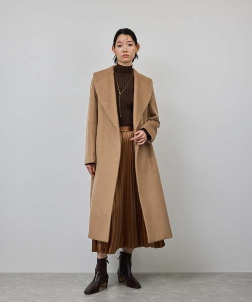 カシミヤ　ショールカラーコート　ベージュ　cashmere ポンチョ　アウター カシミヤ ショールカラーコート ベージュ cashmere ポンチョ