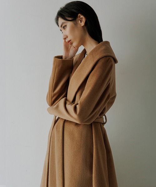 カシミヤ ショールカラーコート ベージュ cashmere ポンチョ アウター プレミアムカシミヤ ショールカラーコート【25AW】(ステン