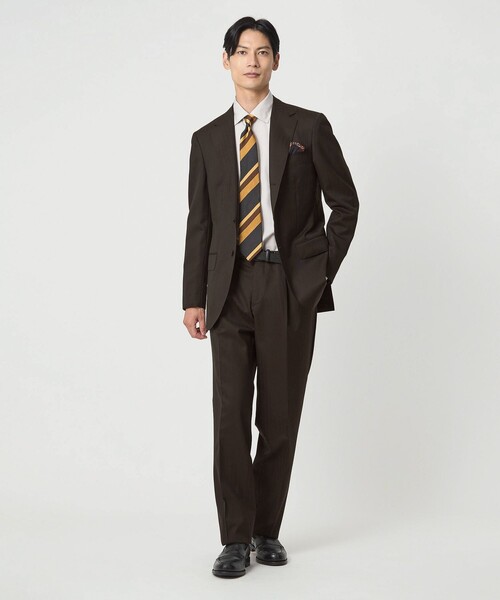 green label relaxing(グリーンレーベルリラクシング)の「GUABELLO ヘリンボーン HX 1プリーツ スーツパンツ(スーツパンツ・メンズ・ダークグリーン/ダークブラウン・76/84/72/80/88/92)」の3枚目の写真