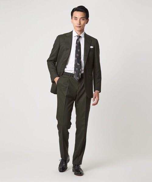 green label relaxing(グリーンレーベルリラクシング)の「GUABELLO ヘリンボーン HX 1プリーツ スーツパンツ(スーツパンツ・メンズ・ダークグリーン/ダークブラウン・76/84/72/80/88/92)」の4枚目の写真