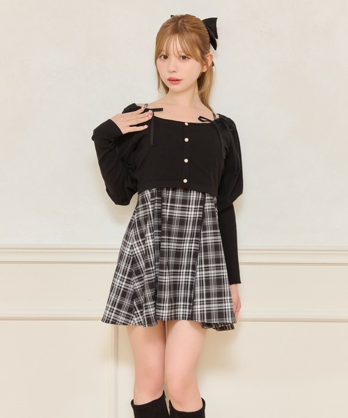 apres jour(アプレジュール)の「【紐取り外し可能】パフスリーブショートニット(ニット/セーター・レディース・ボルドー/ブラック/アイボリー・フリー/X-LARGE)」の12枚目の写真