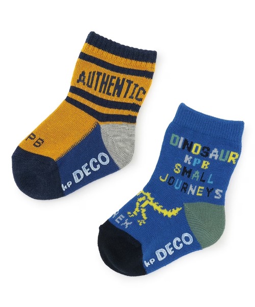 KP DECO（ケーピーデコ）の「恐竜・ライン 2Pソックス（ソックス/靴下・キッズ・ブルー/グリーン・14cm/16cm/18cm/20cm/22cm/11cm）」の2枚目の写真