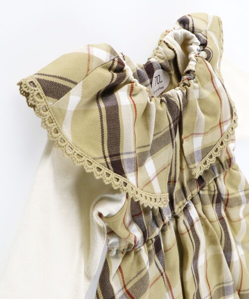 BRANSHES（ブランシェス）の「【おそろい】チェックワンピース＆ボトムスセット（その他ベビーウェア・キッズ・ベージュ/ネイビー・70/80）」の7枚目の写真