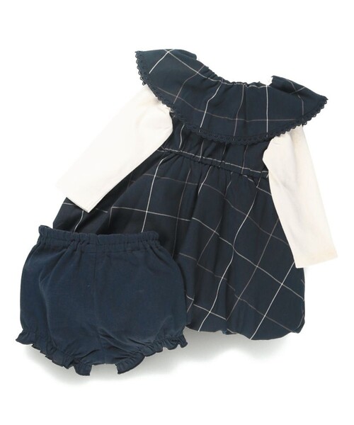 BRANSHES（ブランシェス）の「【おそろい】チェックワンピース＆ボトムスセット（その他ベビーウェア・キッズ・ベージュ/ネイビー・70/80）」の16枚目の写真