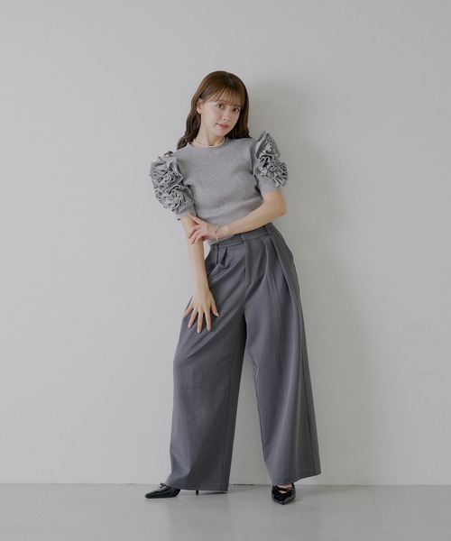 セール】【SALON by Chico】フラワーフリルパフニット（ニット