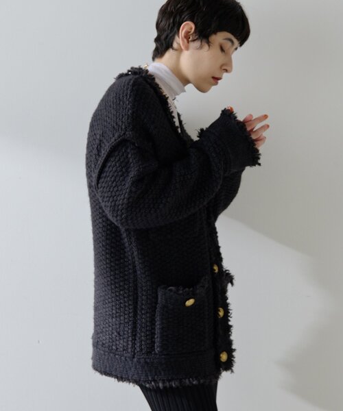 ミックスヤーンニットツイードジャケット（その他アウター）｜Whim