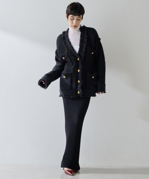 ミックスヤーンニットツイードジャケット（その他アウター）｜Whim