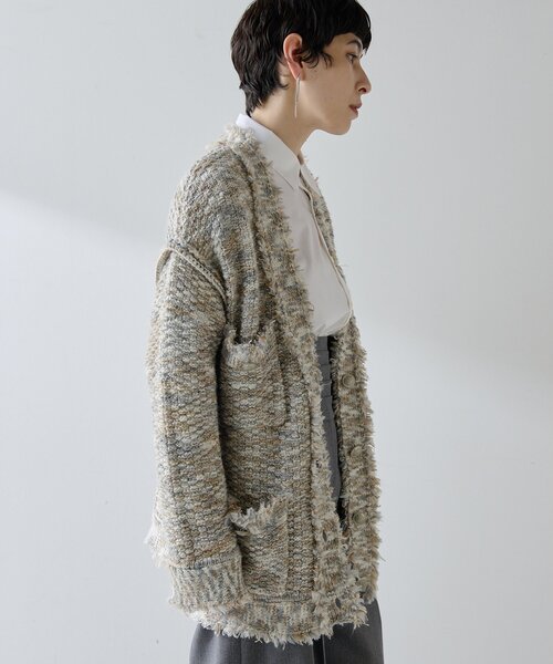 Whim Gazette（ウィムガゼット）の「ミックスヤーンニットツイードジャケット（その他アウター・レディース・モスグリーン/ブラック/ベージュ・FREE）」の10枚目の写真