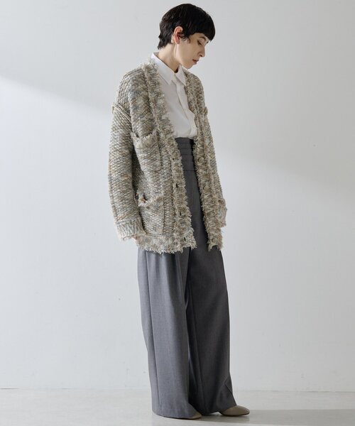 Whim Gazette（ウィムガゼット）の「ミックスヤーンニットツイードジャケット（その他アウター・レディース・モスグリーン/ブラック/ベージュ・FREE）」の11枚目の写真