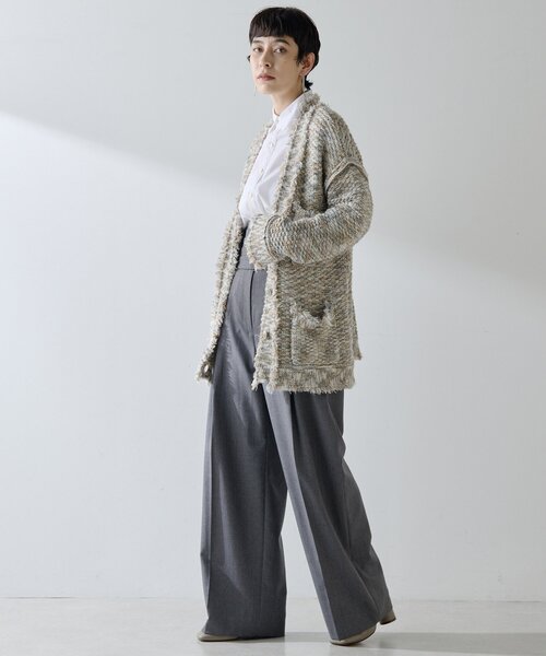 Whim Gazette（ウィムガゼット）の「ミックスヤーンニットツイードジャケット（その他アウター・レディース・モスグリーン/ブラック/ベージュ・FREE）」の6枚目の写真