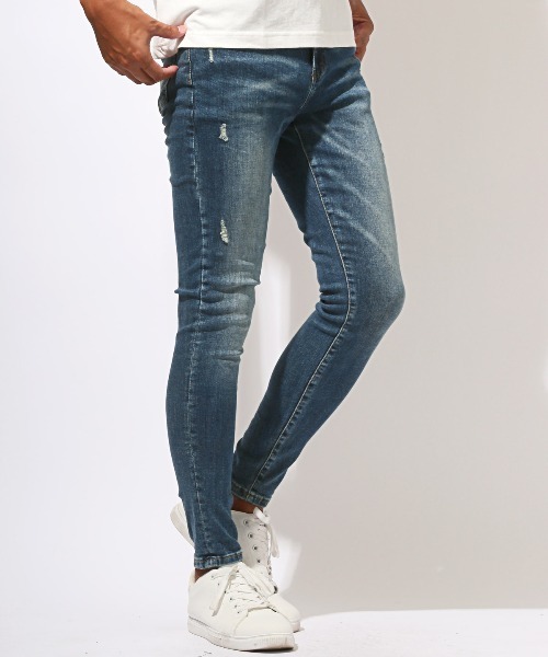 LUXSTYLE(ラグスタイル)の「キャロットスキニーデニムパンツ(デニムパンツ・メンズ・ブラック/インディゴブルー・M/L/XL)」の3枚目の写真