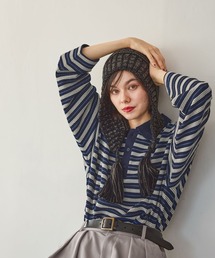 niko and... | ニット襟ボーダーラガー(ニット/セーター)