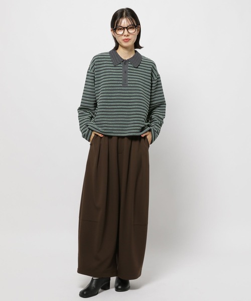 niko and...（ニコアンド）の「ニット襟ボーダーラガー（ニット/セーター・レディース・ブラウン/チャコール/ネイビー・MEDIUM/LARGE）」の4枚目の写真