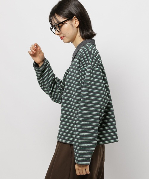 niko and...（ニコアンド）の「ニット襟ボーダーラガー（ニット/セーター・レディース・ブラウン/チャコール/ネイビー・MEDIUM/LARGE）」の6枚目の写真