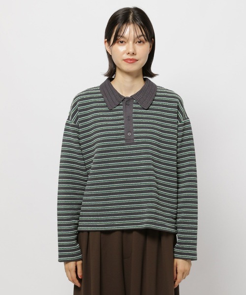 niko and...（ニコアンド）の「ニット襟ボーダーラガー（ニット/セーター・レディース・ブラウン/チャコール/ネイビー・MEDIUM/LARGE）」の10枚目の写真