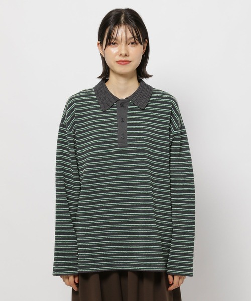 niko and...（ニコアンド）の「ニット襟ボーダーラガー（ニット/セーター・レディース・ブラウン/チャコール/ネイビー・MEDIUM/LARGE）」の13枚目の写真