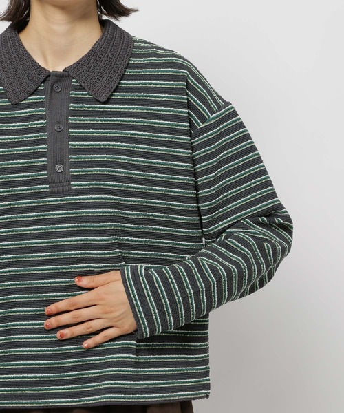 niko and...（ニコアンド）の「ニット襟ボーダーラガー（ニット/セーター・レディース・ブラウン/チャコール/ネイビー・MEDIUM/LARGE）」の17枚目の写真