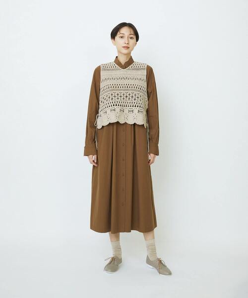 LOISIR（ロワズィール）の「コットンポプリンシャツワンピース（シャツワンピース・レディース・ネイビー/ベージュ/ブラウン・FREE）」の5枚目の写真