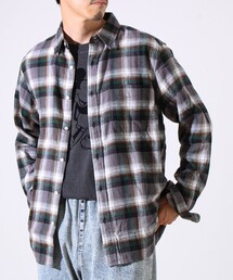GLOSTER | ＜つぶし衿＞U.S.COTTON混 レギュラーカラーチェックネルシャツ(シャツ/ブラウス)