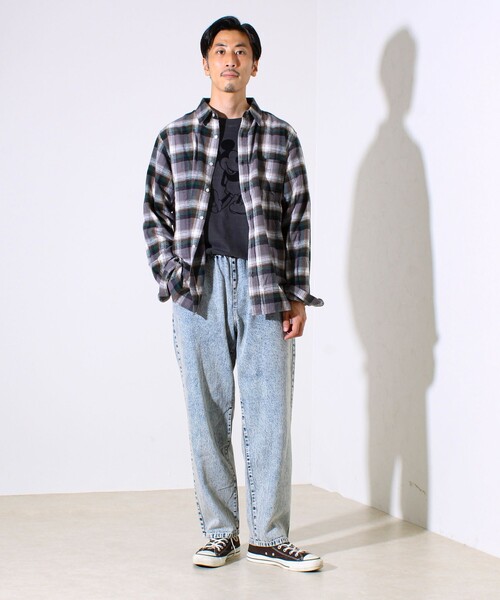 GLOSTER（グロスター）の「＜つぶし衿＞U.S.COTTON混 レギュラーカラーチェックネルシャツ（シャツ/ブラウス・メンズ・ブルー/カーキ/レッド/ブラック・M/L/XL）」の5枚目の写真