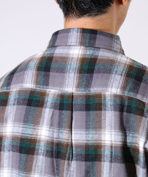 GLOSTER（グロスター）の「＜つぶし衿＞U.S.COTTON混 レギュラーカラーチェックネルシャツ（シャツ/ブラウス・メンズ・ブルー/カーキ/レッド/ブラック・M/L/XL）」の17枚目の写真