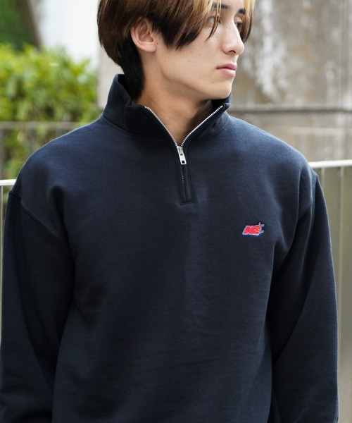 JERZEES（ジャージーズ）の「JERZEES / ジャージーズ "N" QUARTER-ZIP SWEAT ワンポイント 刺しゅう ハーフジップスウェット（スウェット・メンズ・ネイビー/ブラック/ライトグレー・X-LARGE/LARGE/MEDIUM）」の4枚目の写真