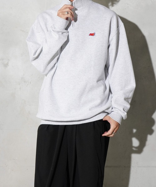 JERZEES（ジャージーズ）の「JERZEES / ジャージーズ "N" QUARTER-ZIP SWEAT ワンポイント 刺しゅう ハーフジップスウェット（スウェット・メンズ・ネイビー/ブラック/ライトグレー・X-LARGE/LARGE/MEDIUM）」の8枚目の写真