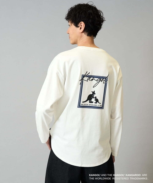 a.v.v(アーヴェヴェ)の「KANGOLスクエアプリントロングシルエットカットソー(Tシャツ/カットソー・メンズ・ホワイト/ブラック・46/48)」の1枚目の写真