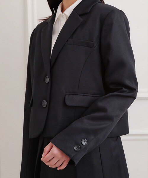 PINK-latte（ピンクラテ）の「【2026年入卒・セレモニー・卒服】短丈ジャケット（テーラードジャケット・キッズ・ブラック/ライトグレー・15 /16）」の8枚目の写真