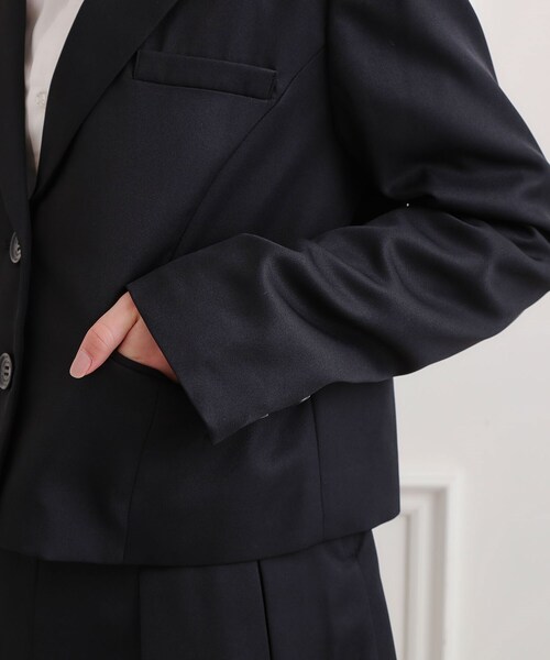 PINK-latte（ピンクラテ）の「【2026年入卒・セレモニー・卒服】短丈ジャケット（テーラードジャケット・キッズ・ブラック/ライトグレー・15 /16）」の9枚目の写真