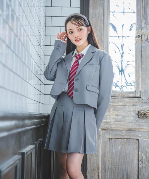 PINK-latte（ピンクラテ）の「【2026年入卒・セレモニー・卒服】短丈ジャケット（テーラードジャケット・キッズ・ブラック/ライトグレー・15 /16）」の19枚目の写真