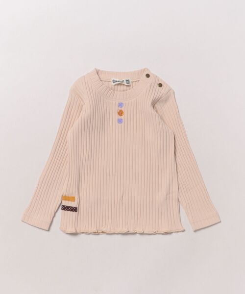 RAGMART（ラグマート）の「テレコ長袖Ｔシャツ（Tシャツ/カットソー・キッズ・ブラウン/グリーン/ピンク/アイボリー・90cm/95cm/80ｃｍ）」の2枚目の写真