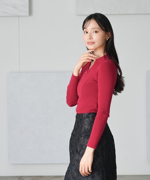 TRUDEA（トルディア）の「スキッパーポロリブニット（ニット/セーター・レディース・ネイビー/レッド/ブラック/チャコールグレー・MEDIUM/LARGE）」の10枚目の写真